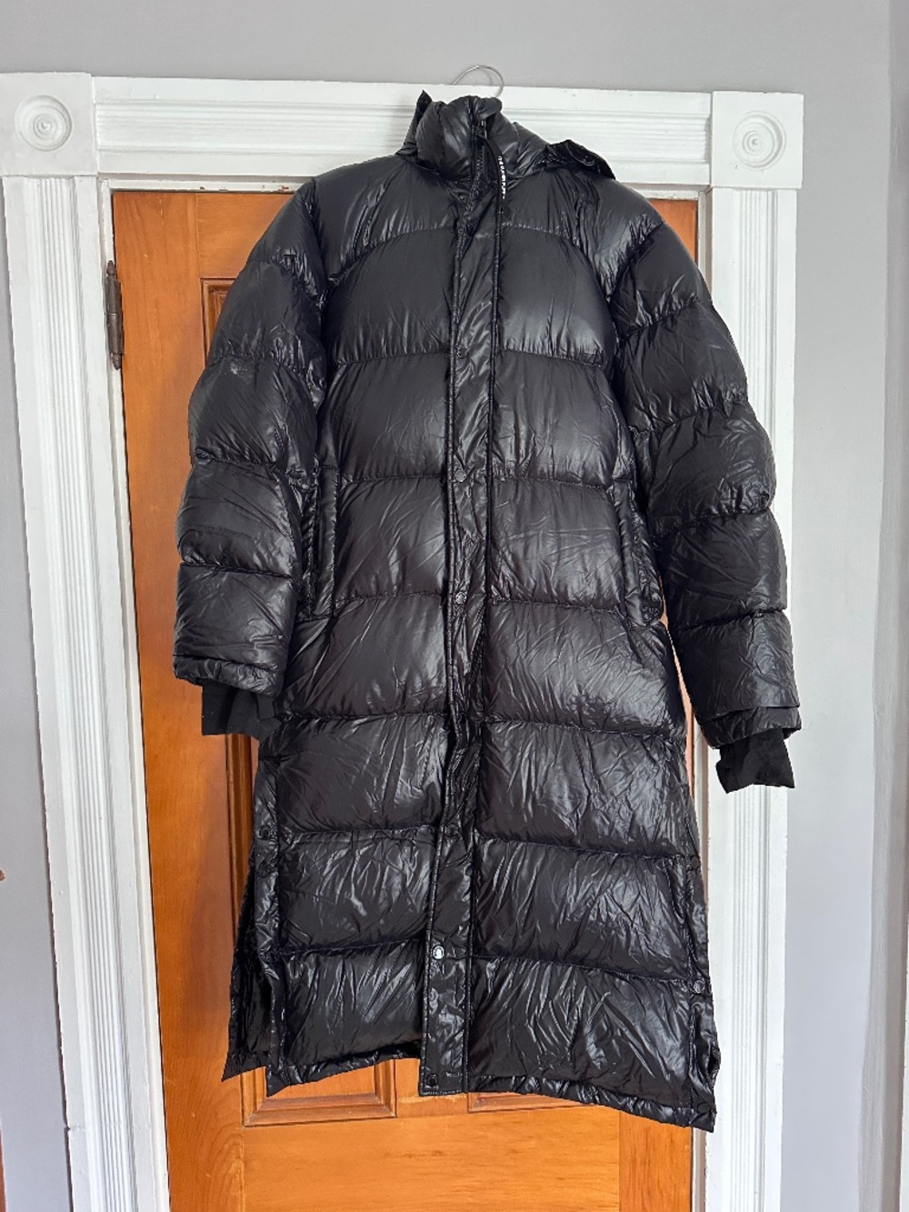Aritzia Superpuff Hi-Gloss Long Black Winter Coat Large L